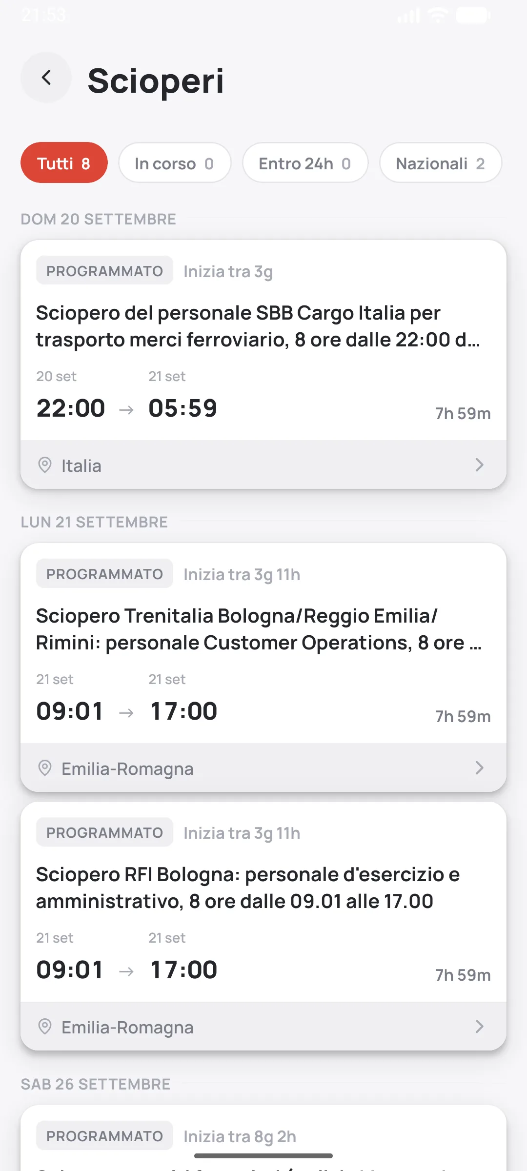 Upcoming strikes